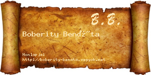 Boberity Benáta névjegykártya
